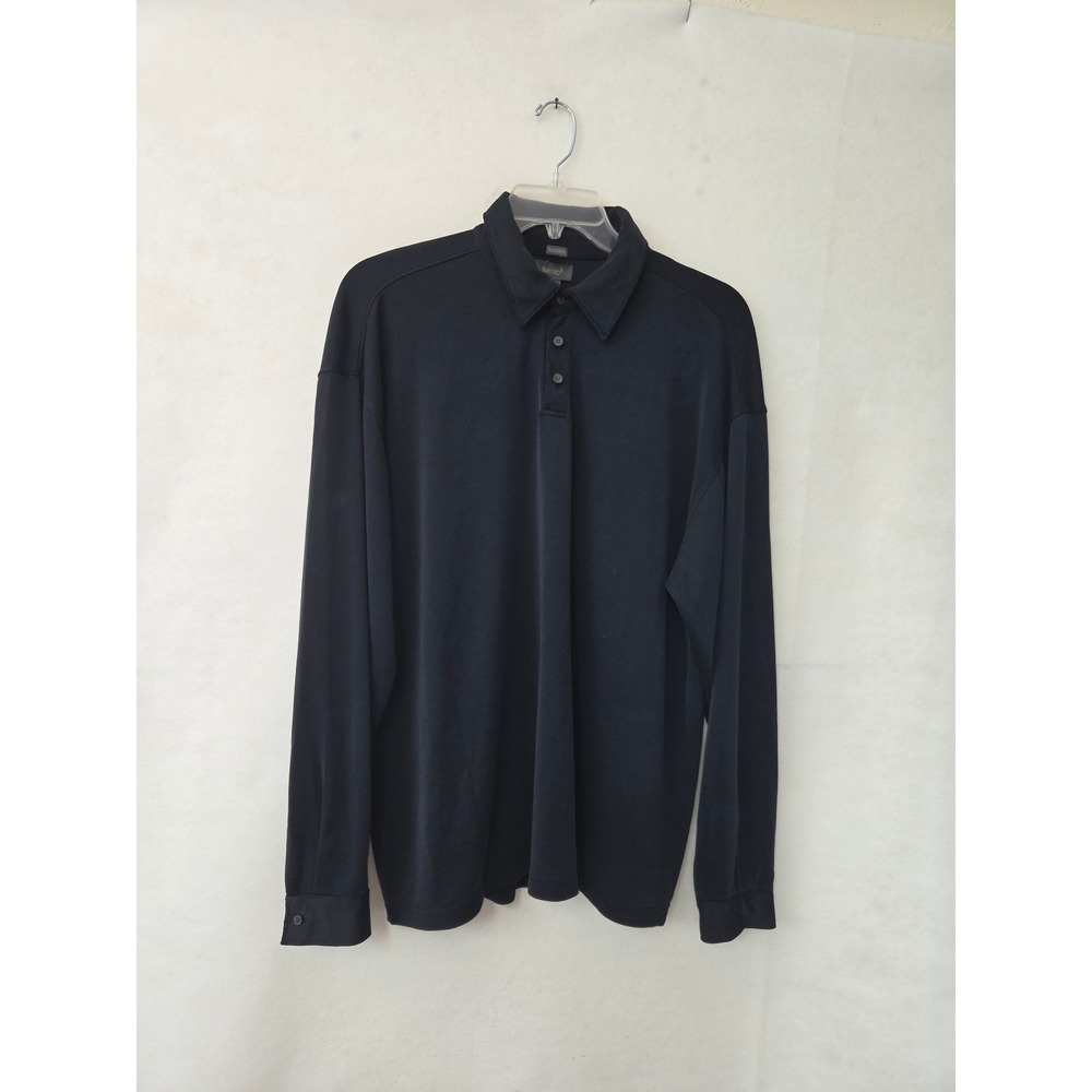 Bruno Polo‎ Shirt Mens XL Black Sueded Long Sleeve Polynosic Blend Button Cuff